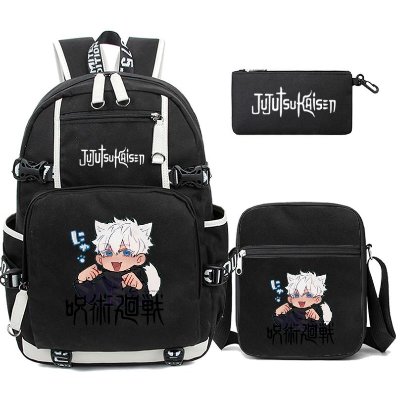 3ks/set Anime Uzumaki Batoh pro dospívajícího chlapce Zpátky do školy Batoh Student Schoolbag Cestovní taška pro volný čas