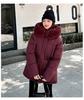 Women’s Midi Hooded Windproof Thicken Warm Winter Jacket With Big Fur Collar