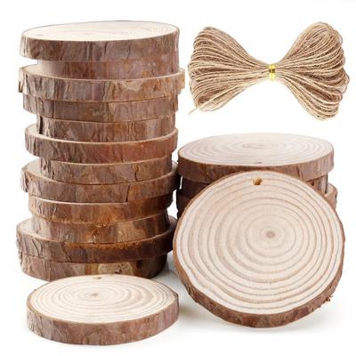 20 Stück 6–7 cm unbehandelte, vorgebohrte Holzscheiben, runde Holzscheiben mit 33 Fuß
