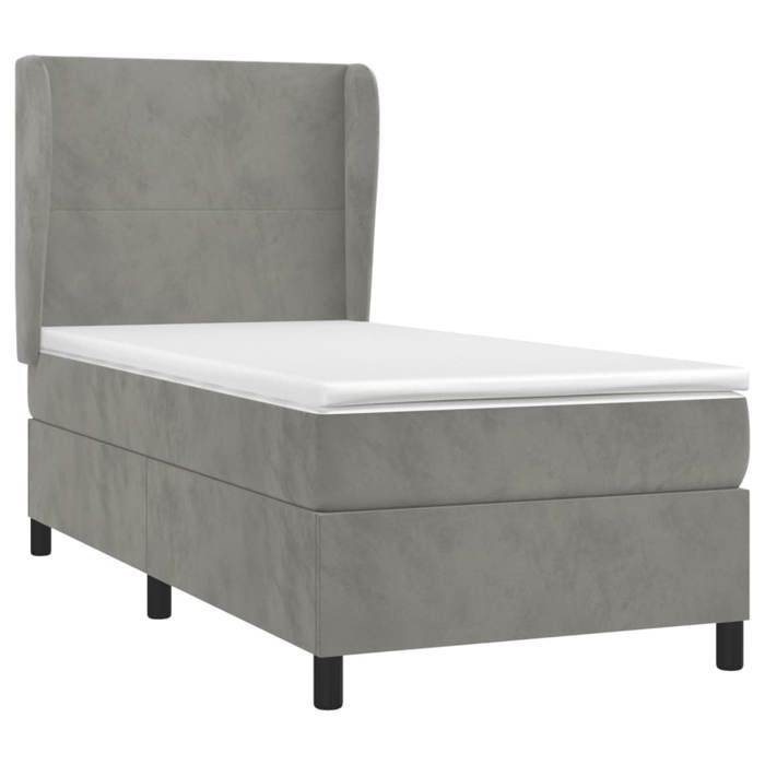 VidaXL Divan Bed and Mattress Light Grey 80x200 Cm Velvet - Model 3129057