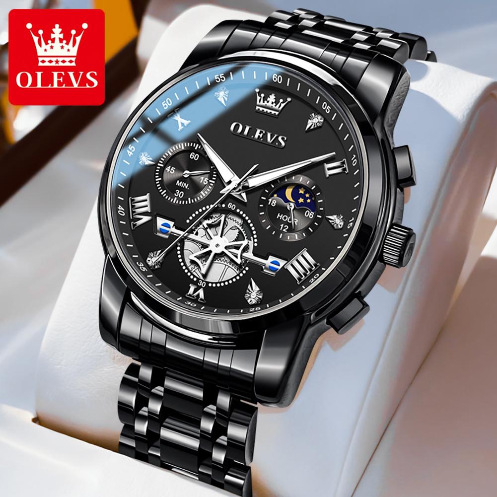 OLEVS 2856 Best Seller Man Watch 24H Moon Phase Chronograph Waterproof Luminous Original Luxury Brand Quartz Wristwatch for Men