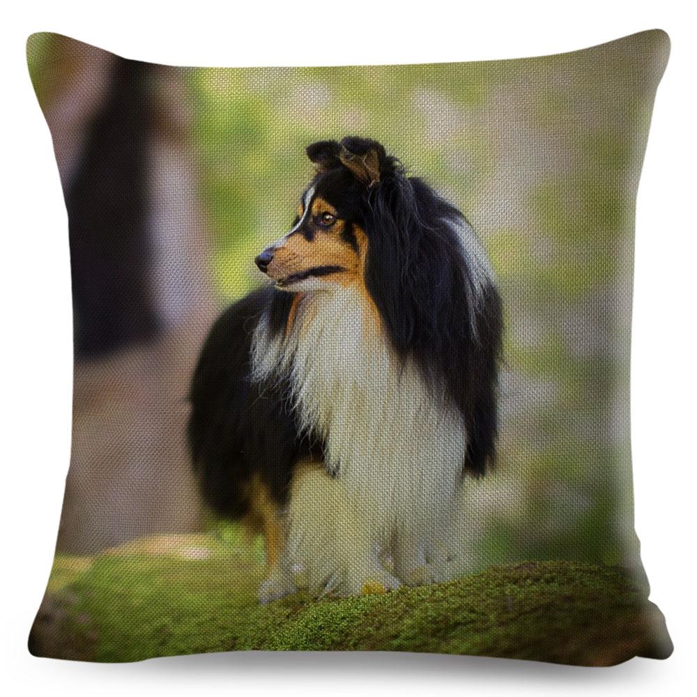 Shetland Sheepdog Cute Pet Animal Dog Printed Pillowcase Decor Cushion Cover for Sofa Home Car Polyester Pillow Case 45*45cm