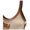 MIU MIU Ivy Marke Eingraviertes Logo Baumwolle Schulter-Tragetasche Damen Handtaschen Beige Brandy 5BA281_ACRN_F062F_V_OLF