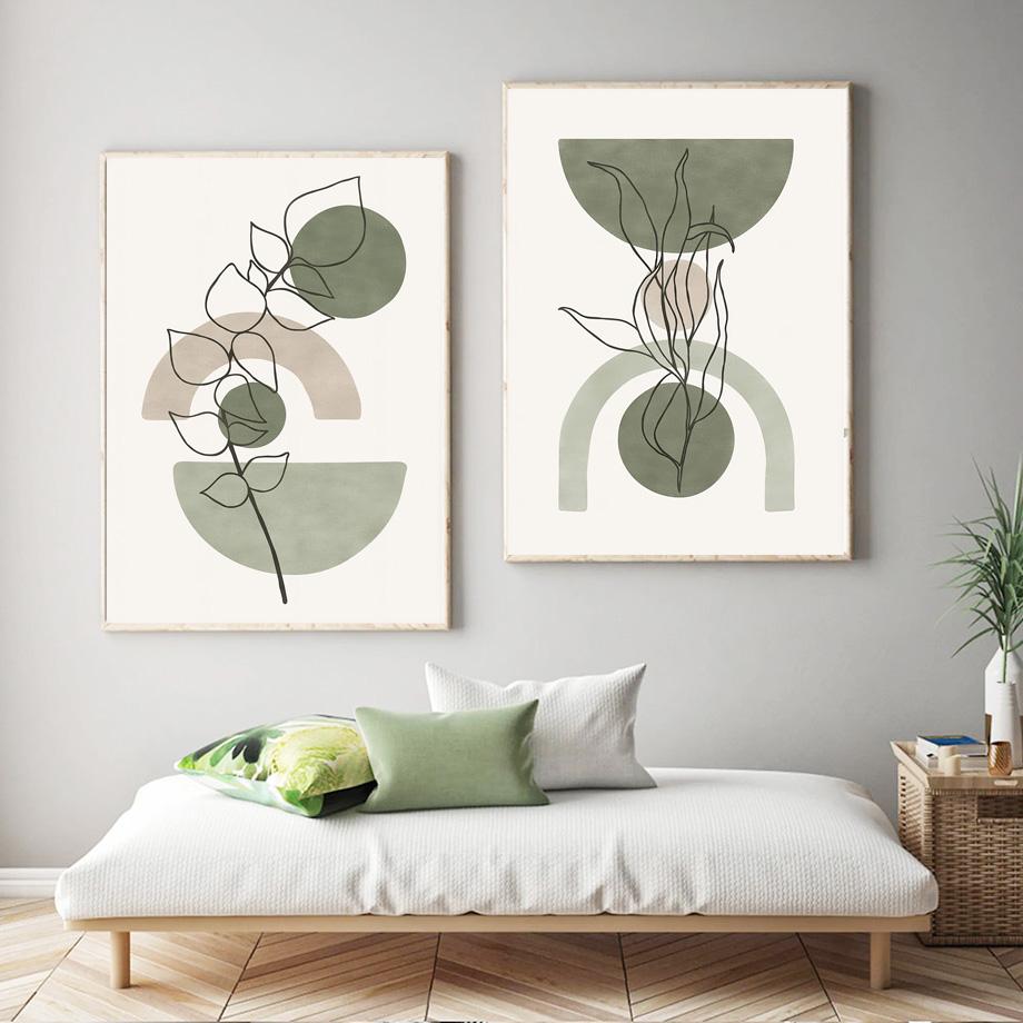 Shape Leaves Vintage Boho Posters Prints Wall Art Pictures Nordic Living Room Home Decor Canvas Painting Abstract Geometric