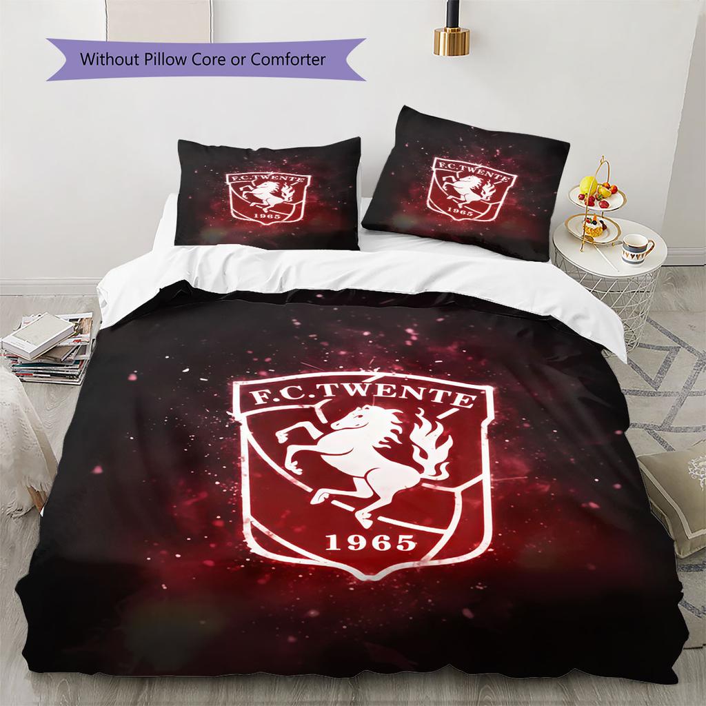 FC. Twente Zestaw pościeli Kołdra Poszewka na kołdrę Poszewka na poduszkę Dekoracja domu Prezent urodzinowy (1 * poszwa na kołdrę + 2 * poszewki na poduszki, bez rdzenia)