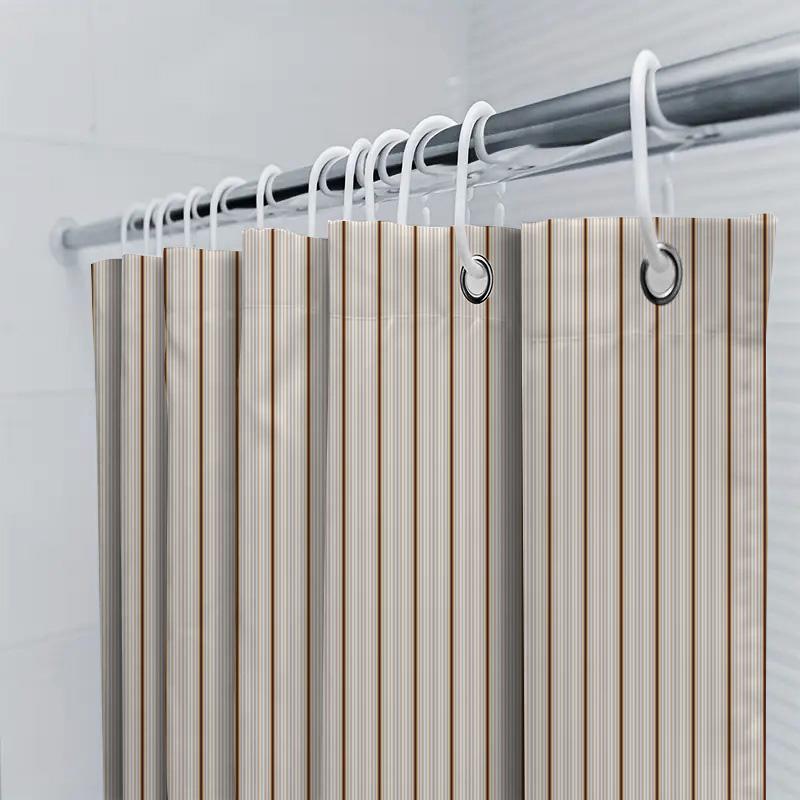 Modern Striped Shower Curtain Premium Waterproof Fabric for Bathroom Decor Privacy Protection 304 Stainless Steel Rod Set Includ