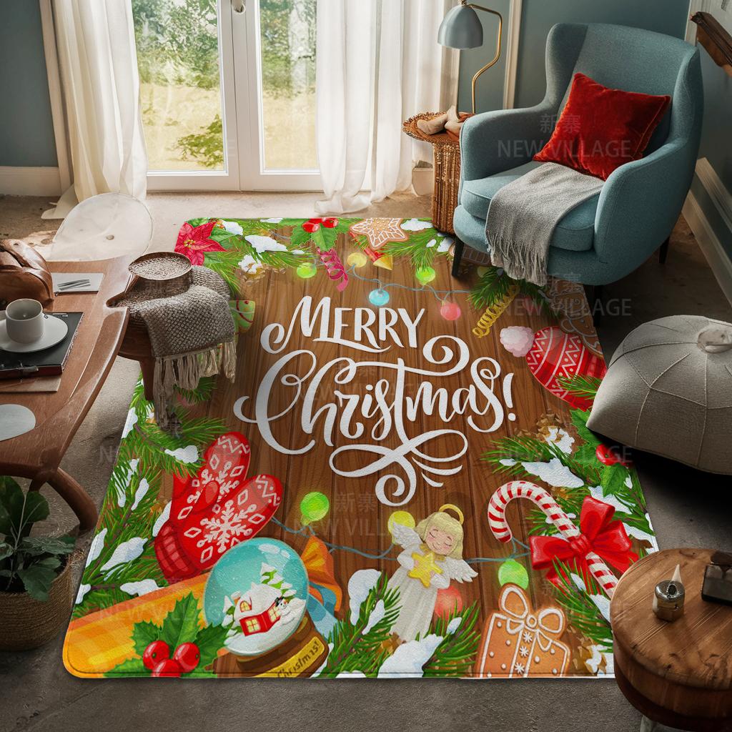 House Entrance Carpet Home Door Mat Living Room Bath Foot Bathroom Non-slip Water Absorption Rugs Bath Merry Christmas Winter