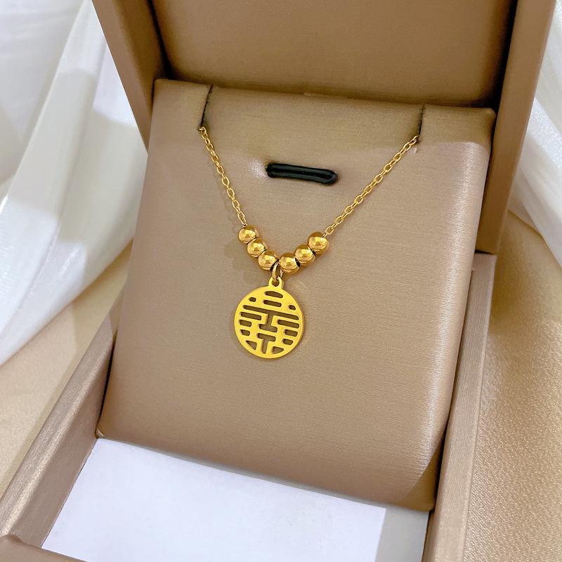 Full Titanium Steel Geometric Animal Minimalist Real Gold Necklace for Women - Collarbone Chain