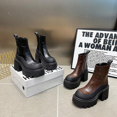 Fashion Vintage Punk Style Women Ankle Boots Fashion Modern Short Booties Ladies Elegant Thick Heels Botas Mujer