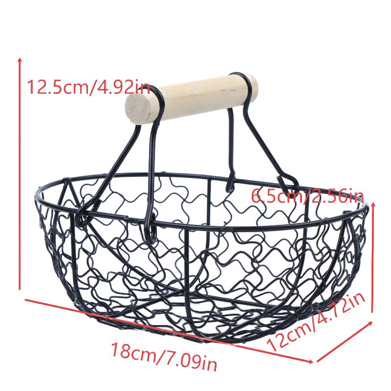 Cesta de Almacenamiento de Alambre Metálico con Asa Portátil Organizador Portahuevos Fruta Pan Cesta de Frutas Creativa Para Cocina Hogar Picnic
