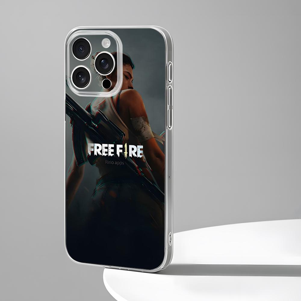 Free Fire Game Phone Case New For IPhone 16 15 14 12 13 11 Pro Max Mini X XR XS Plus Black Silicone Transparent Cover