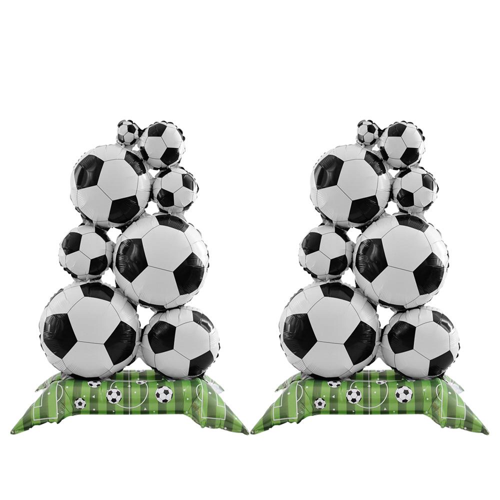 2-Pack of Medium-Sized Standing Football-Shaped Aluminum Foil Balloons, Suitable for Football-Themed Party Decorations, World Cup, World Cup Other