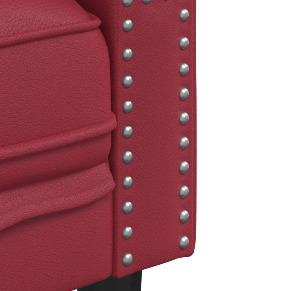 Chesterfield 2 Seater Sofa in Burgundy Artificial Leather