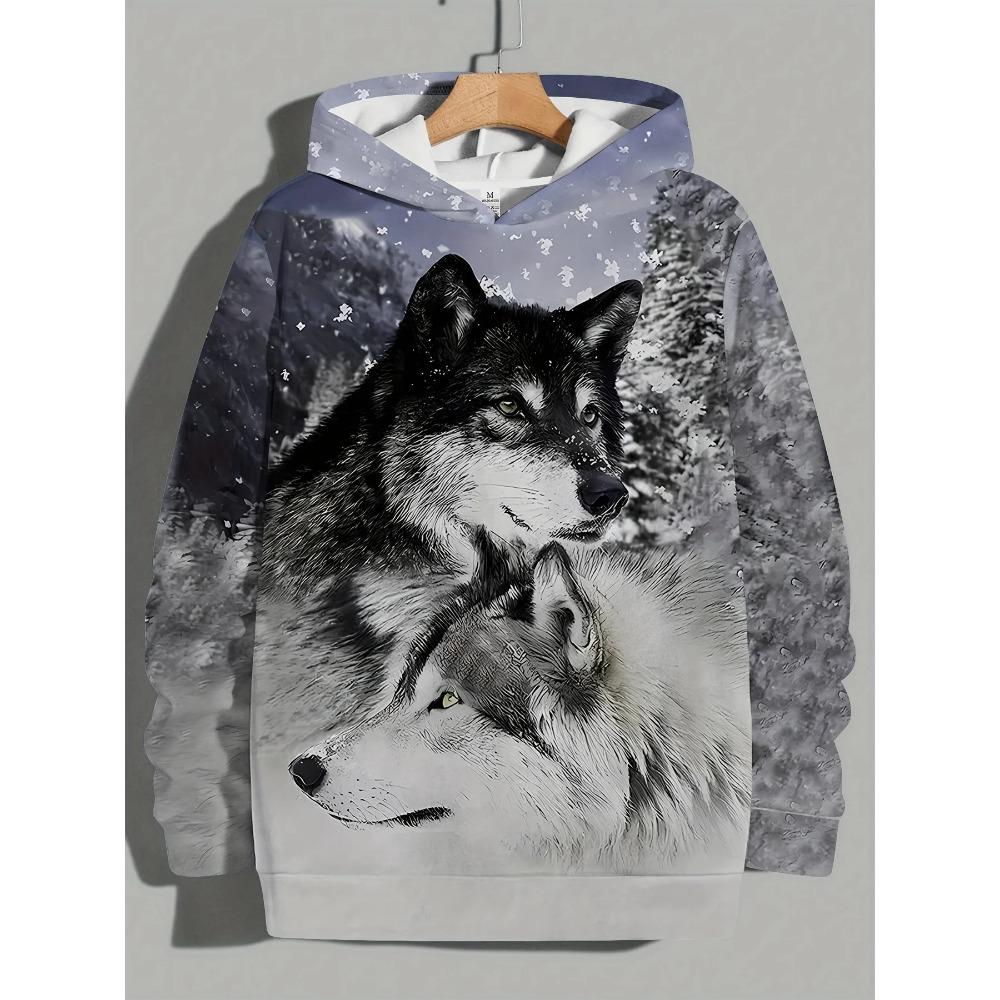 Animal Wolf graphic Men's Fashion 3D Print Outdoor Hoodie Streetwear Hoodies Hooded Front Pocket Designer Hoodie Sweatshirt
