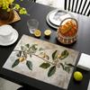 4pcs Placemats, Lemon Branch Retro Pattern Placemats, Suitable for Kitchen and Restaurant Decoration, Family Gathering Dinner Table Decoration, Hotel