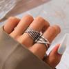2Pcs/Set Stainless Steel Hollow Opening Rings for Women Men Geometric Irregular Multi-Layer Lines Rings Party Jewelry Wholesale