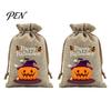 Reusable Gift Packaging 2Pcs Halloween Pumpkin Drawstring Bags for Candy Treats, Retro Burlap Small Storage Candies Trick or Treat Bags, Portable