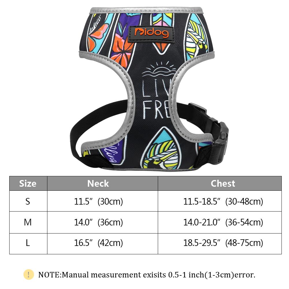 Fashion Printed Nylon Dog Harness Reflective French Bulldog Pug Harness Dog Vest For Small Medium Dogs Cats Walking Training