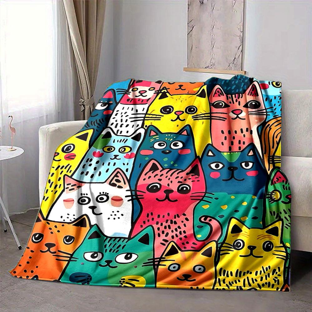 1pc Colorful Cats Blanket Warm, Cozy, And Soft, Suitable for Sofas, Beds, Cars, And Office Use.Perfect for Camping And Travel, Making It a Great Gift