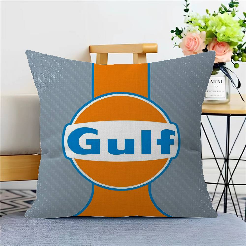 G-Gulf Racing Car Logo Pillow Covers Cartoon Sofa Decorative Home Double-sided Printing Short Plush Cute Cushion Cover