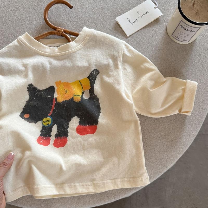 Kids Long Sleeve T-shirt Cartoon Print Soft Cotton Casual Tops for Boys Girls Spring Casual Tee Children Bottoming Shirt