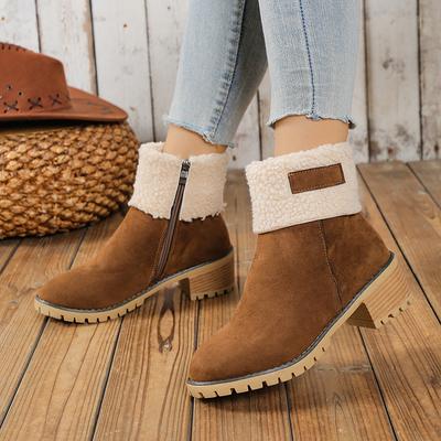 Fashionable and Popular Elegant and Thick Heel Snow Shoes New Winter Round Toe Casual and Comfortable Velvet Women's Boots