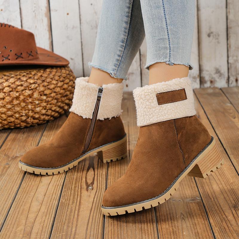 Fashionable Popular Elegant and Thick Heel Snow Shoes New Winter Round Toe Casual and Comfortable Velvet Women's Boots