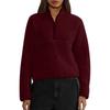 Women's Half Zip Pullover Sweatshirt Color Long Sleeve Cropped Top for Casual Wear