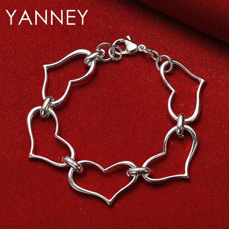 925er Sterlingsilber 8 Zoll Schönes Herzarmband Damen Mode Hochzeitsgeschenk Schmuck Partyzubehör
