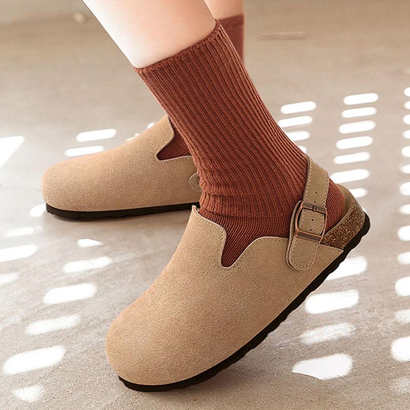 Fashion Shevalues Women's Suede Clogs with Adjustable Strap Cork Footbed Leather Mules Slippers Unisex Outdoor Comfortable Potato Shoes