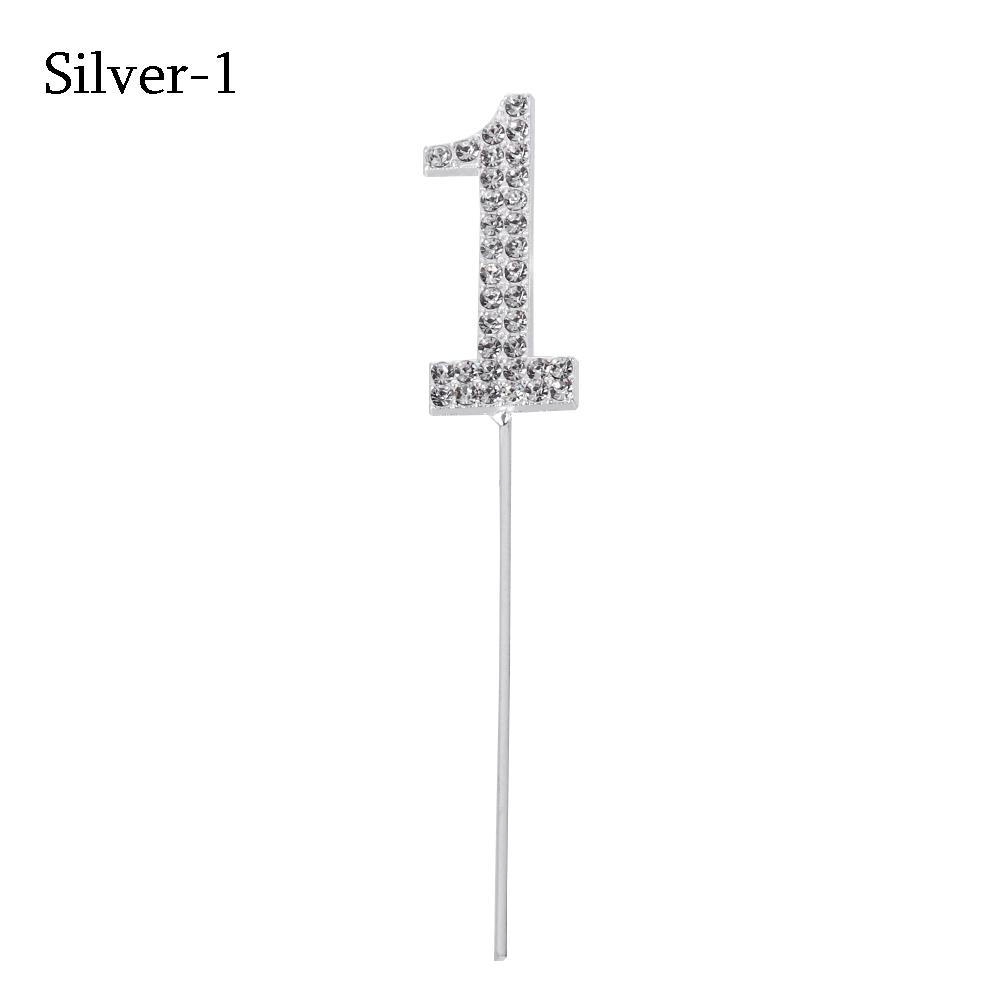 1PC Number"0-9" Cake Topper Gold Diamond-studded Cake Topper for Dessert Anniversary Birthday Party Decoration Wedding Supplies