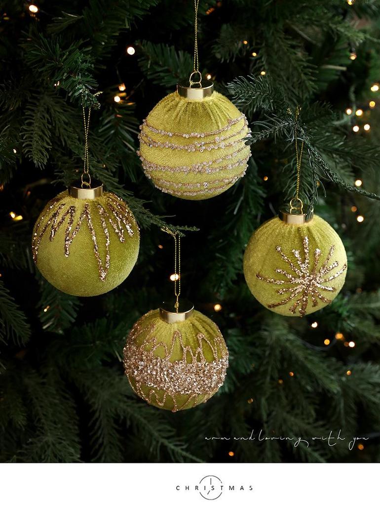 8CM Velvet Wrapped Christmas Ornament Ball with Gold Powder