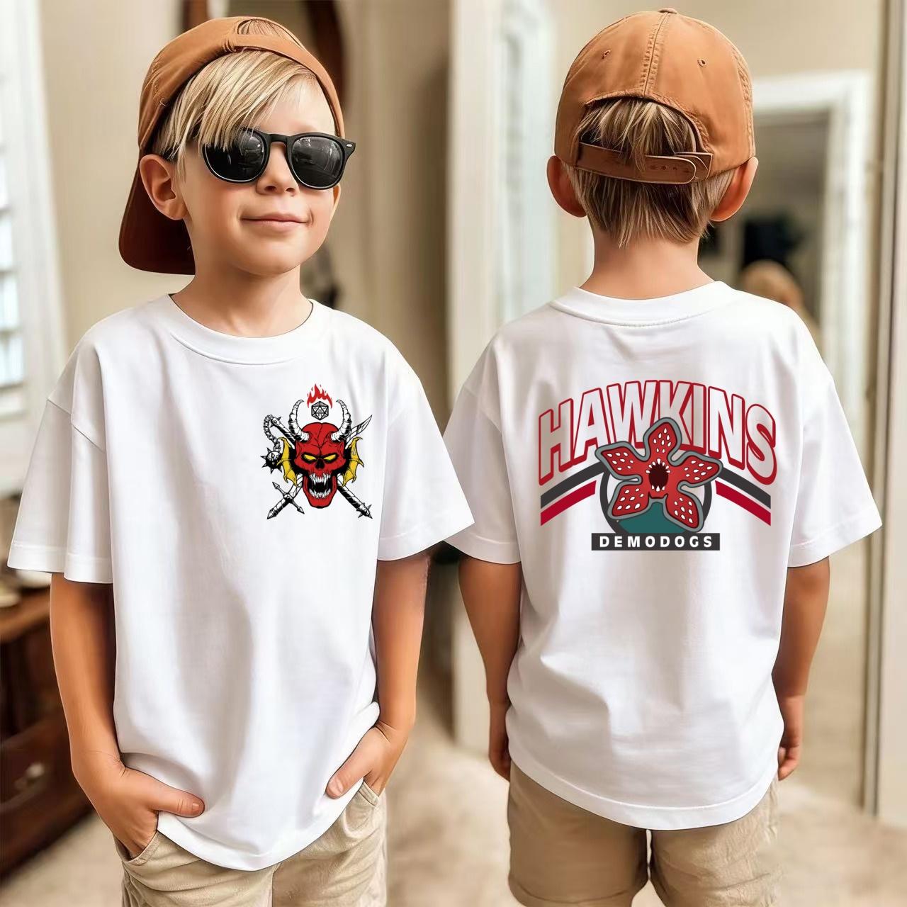 

Kids Stranger Things Cartoon Print Matching Family T-shirts Casual Short Sleeve Tees for Children 110
