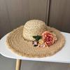 Summer French raffia hat women's summer vacation versatile sun hat flower big brim sun protection beach hat