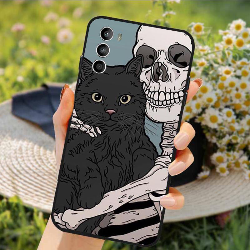 Skeleton Cat Phone Case For Motorola Edge 50 40 Pro 50 40 30 Ultra Neo Fusion Moto G84 G54 G85 G62 G53 G72 Funda
