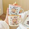 Cartoon Keramiktasse Süßes Mädchen mit Hohem Aussehen Zuhause Büro Paar Frühstück Wasserbecher Souvenir mit Deckel