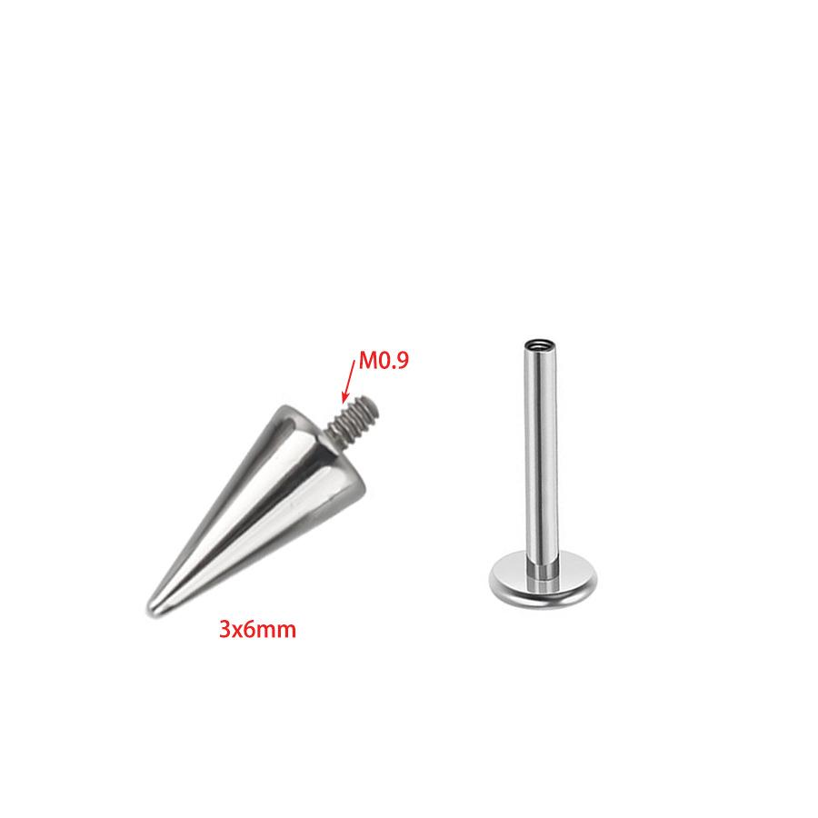 F-136 Titanium Internal Thread Lip and Ear Studs - Cone Shape Devil Piercing Jewelry