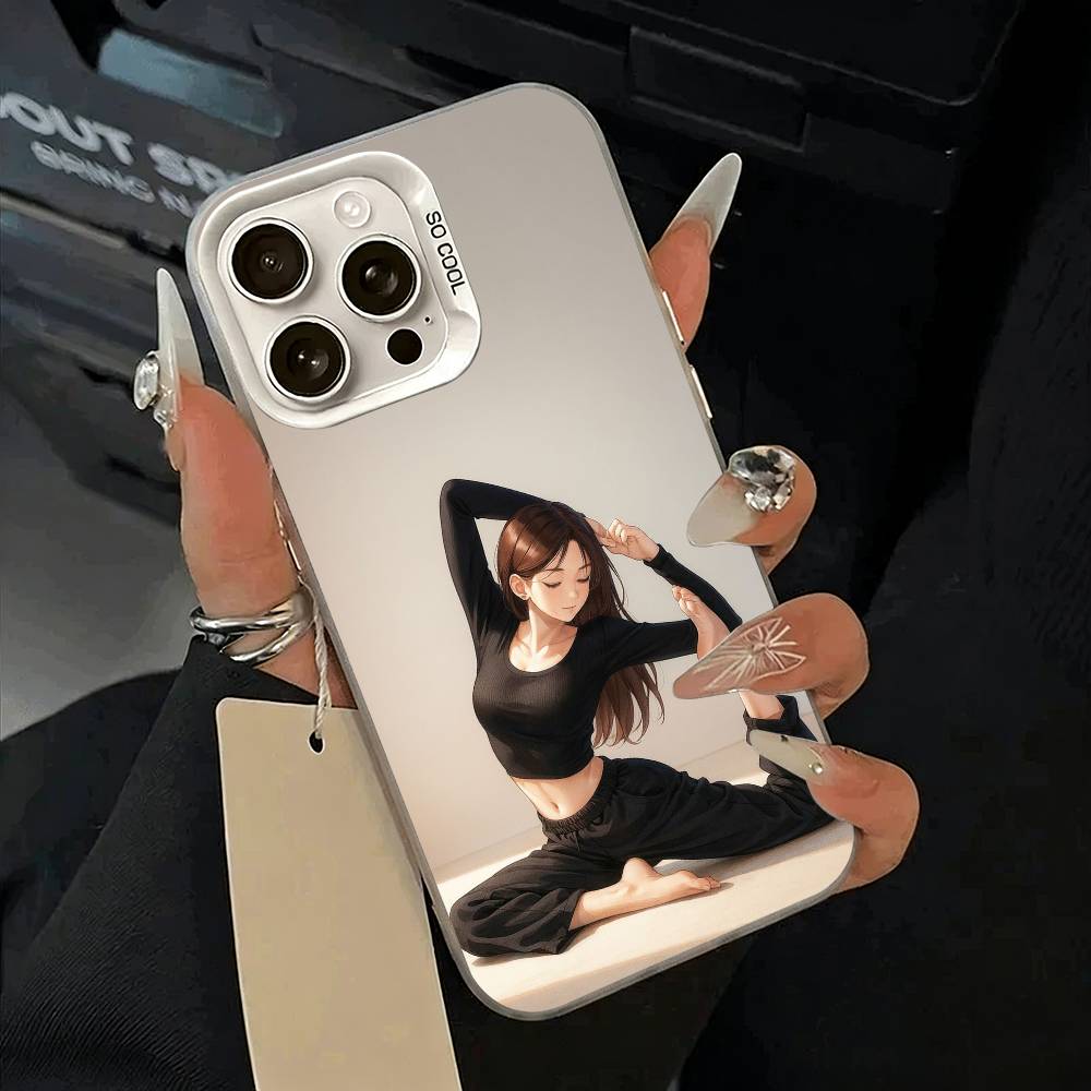GYM Girl Phone Case For iPhone 11 12 13 14 15 16Pro Max Plus White Sliver Phone Cover