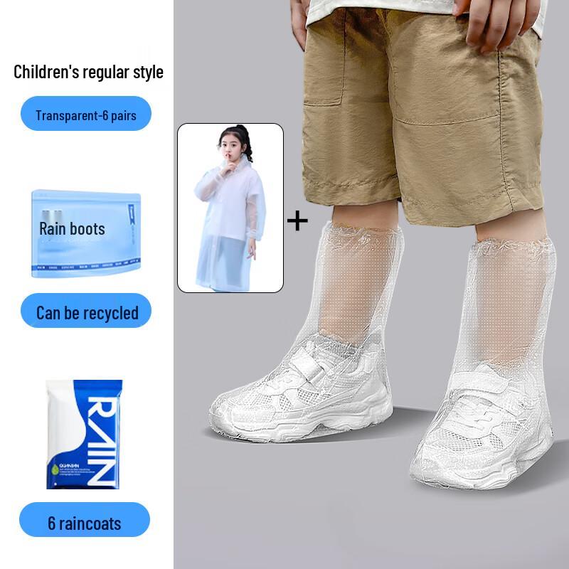 Kids Transparent Rain Shoe Cover & Raincoat Set