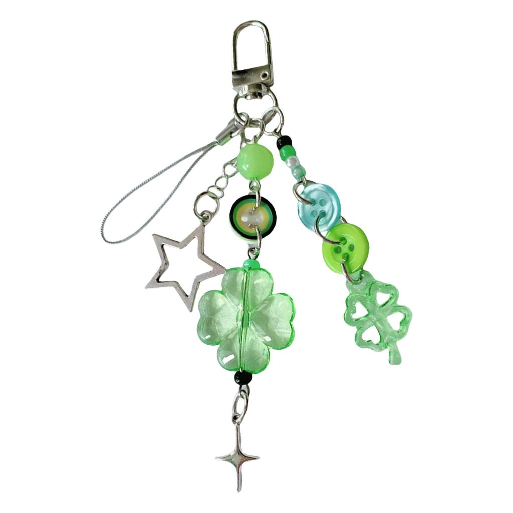 Stylish Lucky Clovers Phone Charm Handmade Craft Supplies Resin and Alloy Phone Chain for Bags and Adults Daily Use
