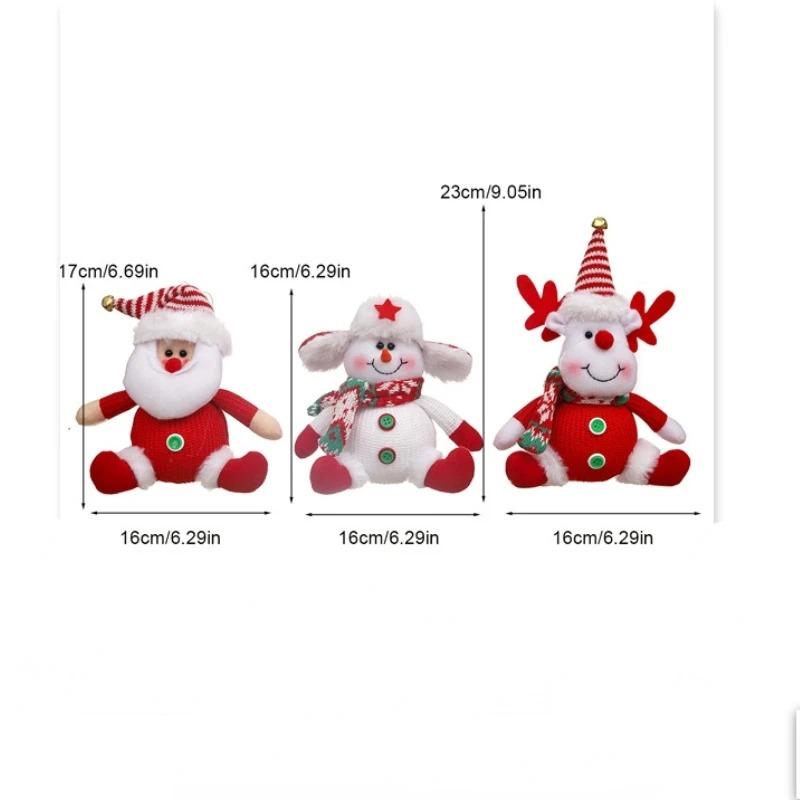 Christmas Knitted Button Doll Pendant, Christmas Elk Ornament, Christmas Snowman Festival Gift, Fabric Red Elderly Decoration