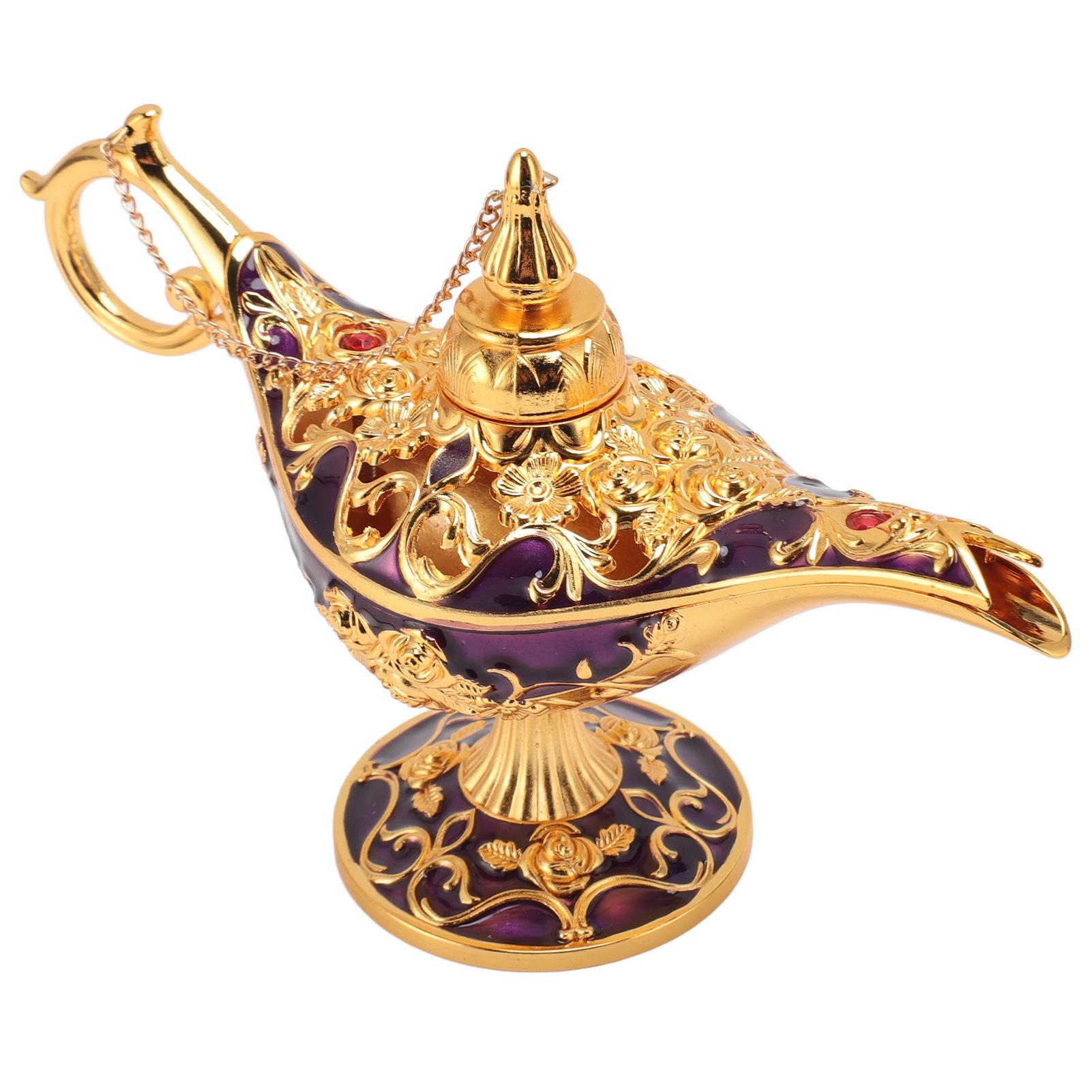 

Genie Lamp Decor Zinc Alloy Carved ing Light Vintage Collectible Teapot for Home Table Party фіолетовий