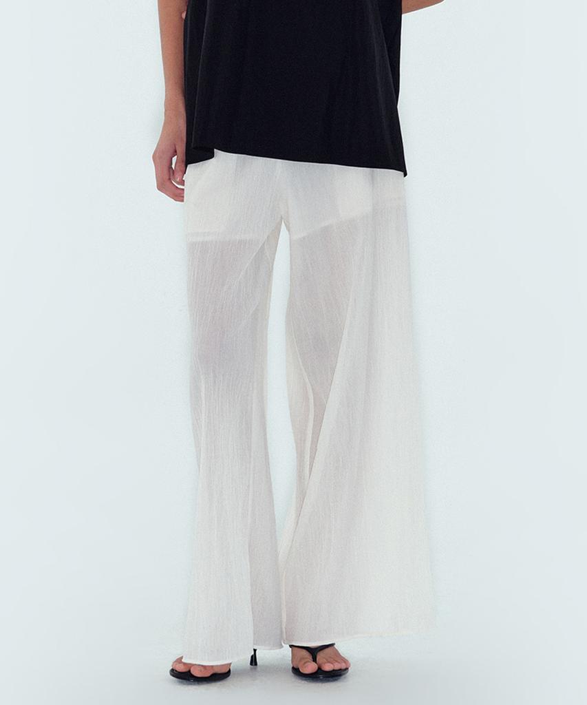 Noiseu W Creased Cotton Wide Pants - White