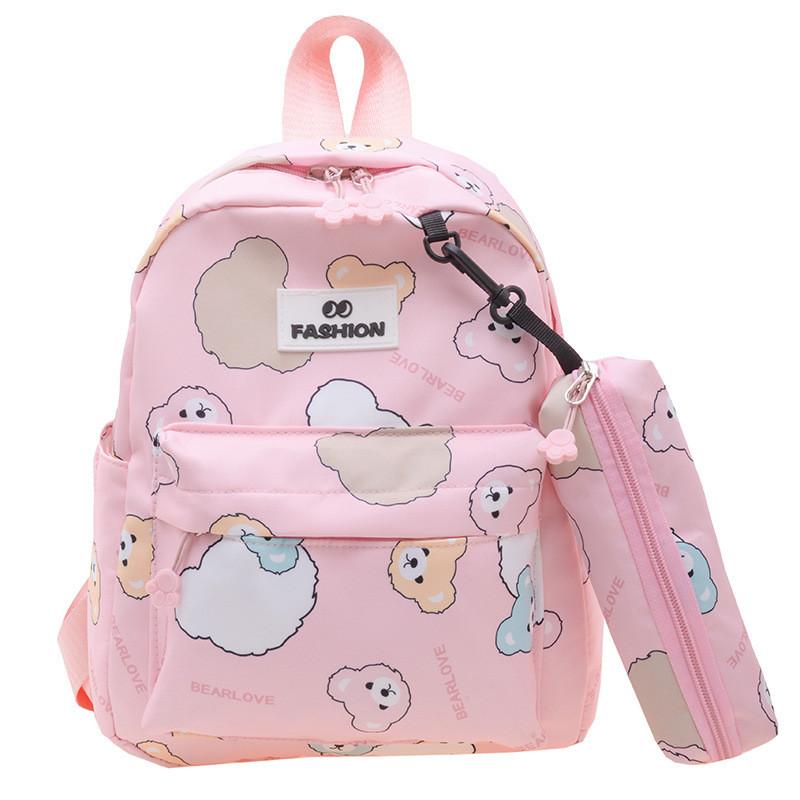 Polyester Cartoon Bear Kids Backpack With Lightweight Design For School