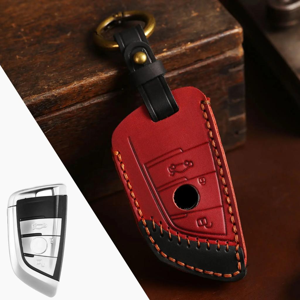 Luxury Leather Car Key Case Cover Fob for BMW Series 5 530Li 325li 528li 530 730 X1 X2 X3 Keychain Holder Keyring Shell Bag
