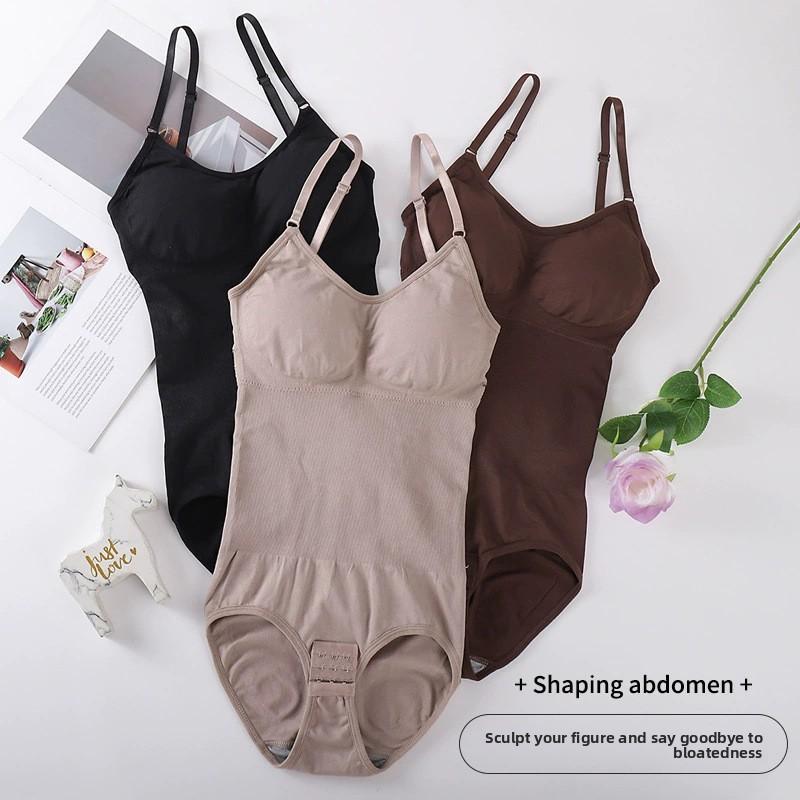 Seamless Bodysuit with Built-in Pads for Tummy Control and Butt Lift Triangle Cut-Out Thong Strapless Tank Top Underwear