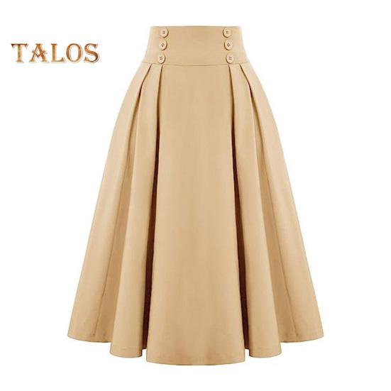 

Женская юбка-миди с высокой талией и пуговицами, повседневная юбка трапециевидной формы, однотонная офисная женская юбка с карманами, рабочая одежда M абрикосовый