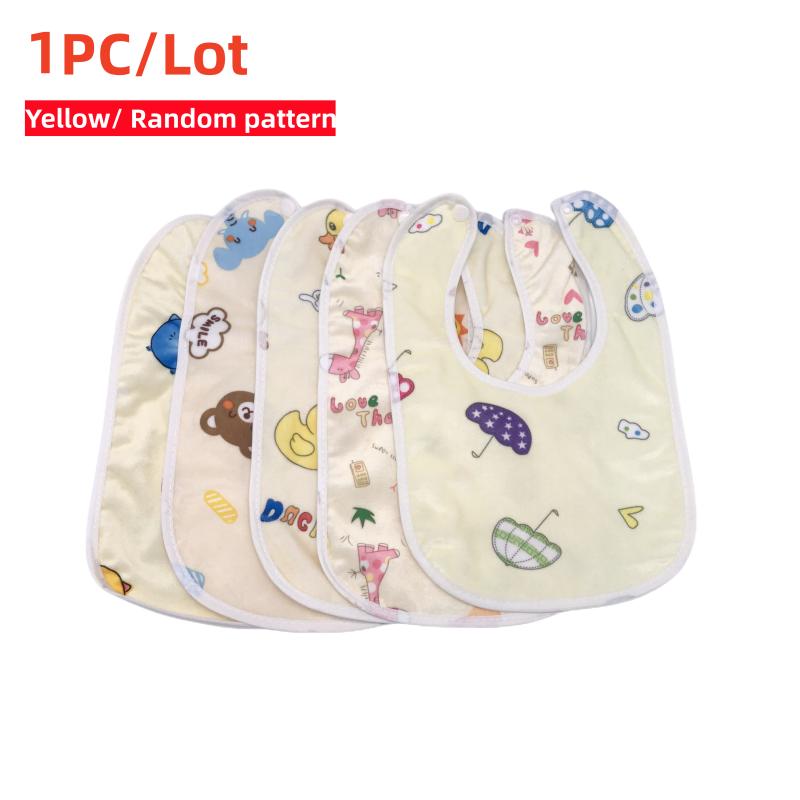 1Pcs Baby Cartoon Snap Waterproof Bib Super Soft Baby Bib Newborn Crystal Velvet Saliva Towel