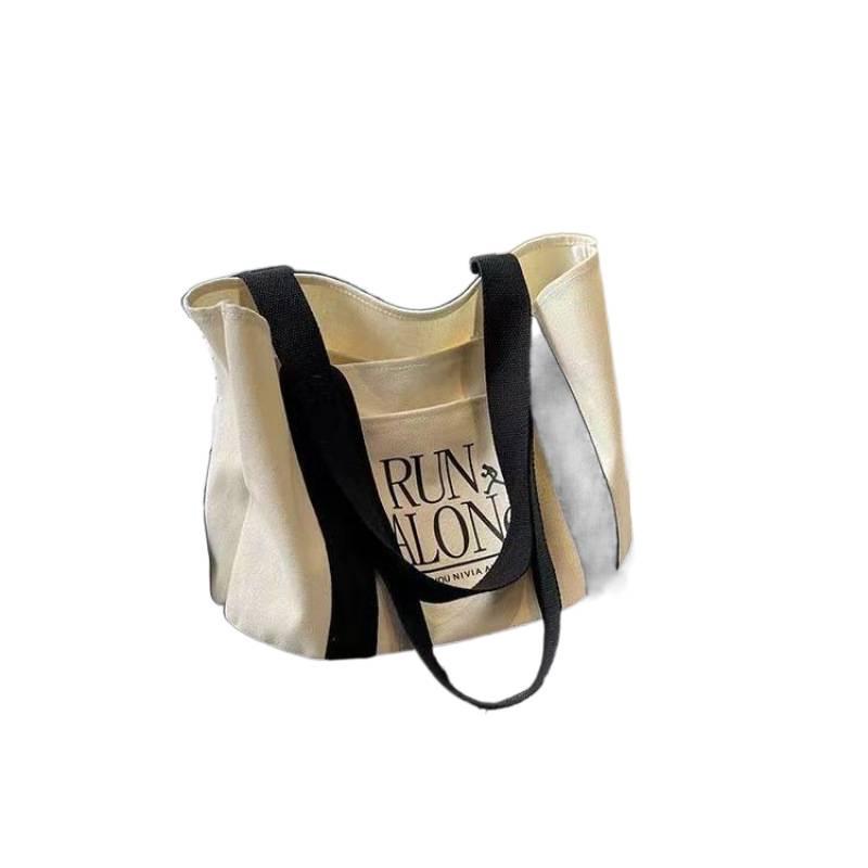 Japanese Minimalist Canvas Tote Bag - Large Capacity, Chic Shoulder Bag for Women & Students