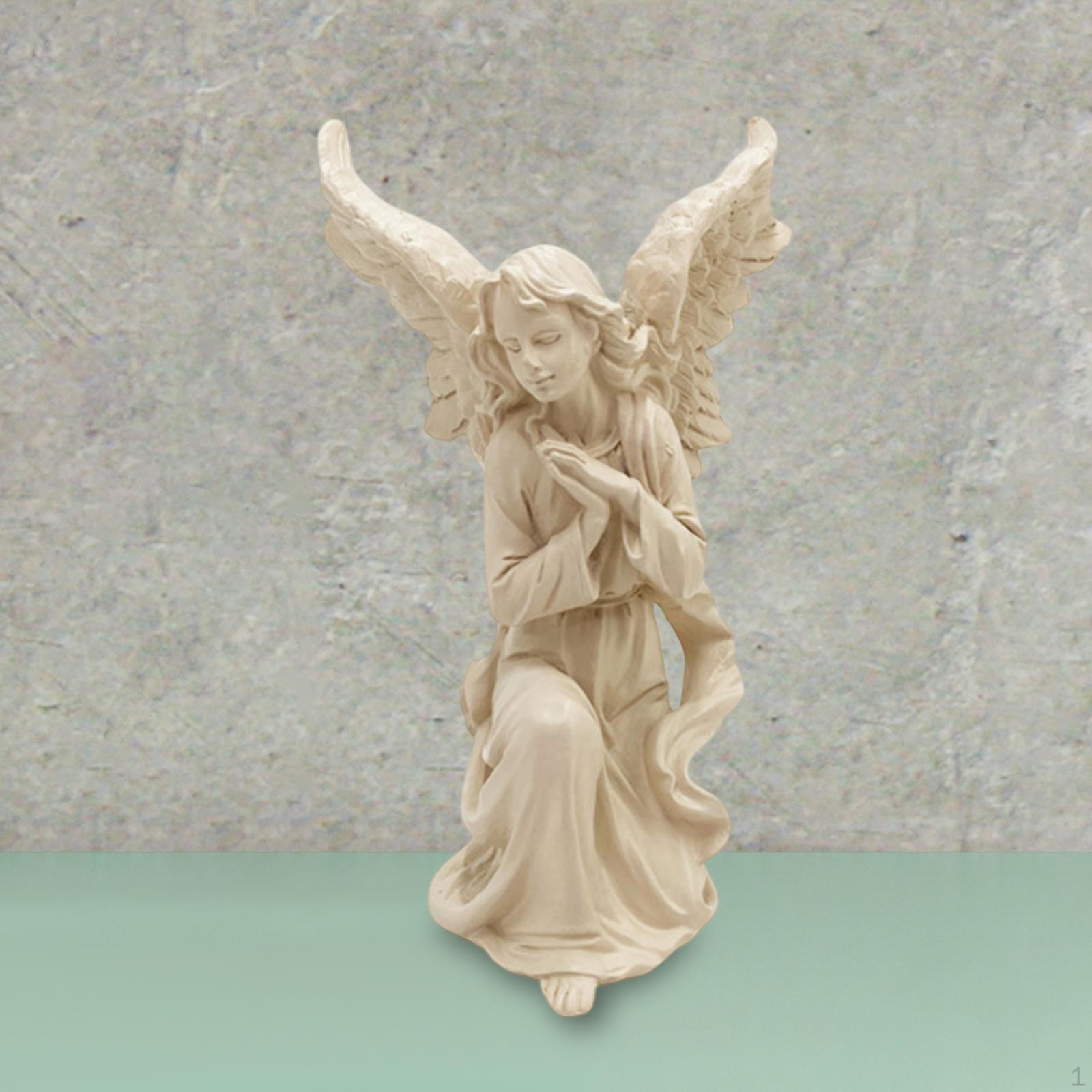 

Фигурка ангела, украшение в виде статуи ангела, коллекция, коллекционная смола для спальни бежевый